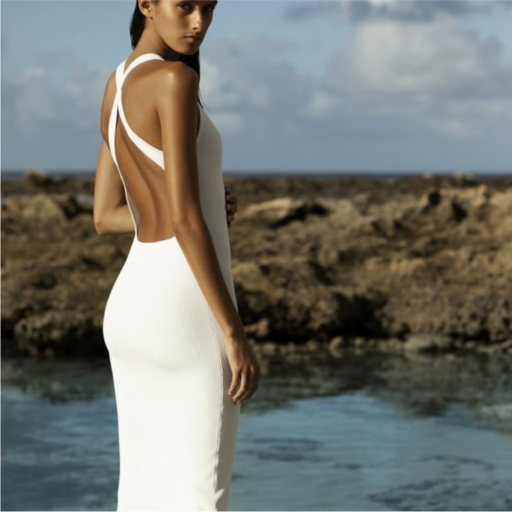 Sir The Label Marcelle Ribbed Open Back Dress